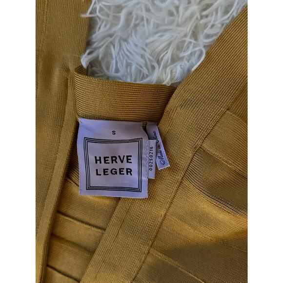 Herve Leger Bodycon Lilou Halter Dress HOI6R627 GOLDEN SUN/S - Picture 9 of 15